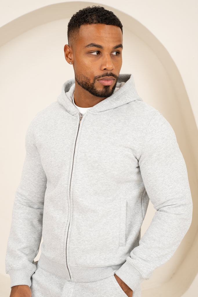 Origin Zip Up Hoodie - Grey Marl