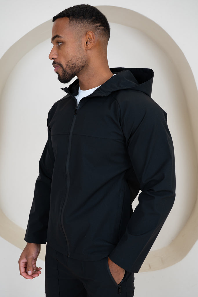 Pinnacle Brushed Technical Windbreaker Jacket - Black