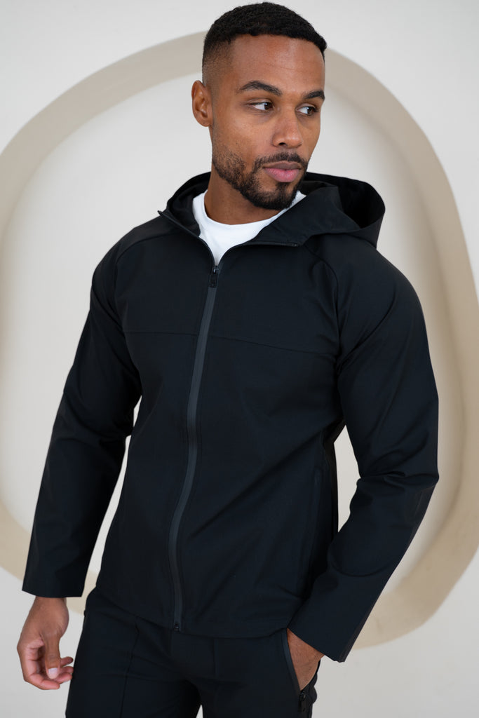 Pinnacle Brushed Technical Windbreaker Jacket - Black