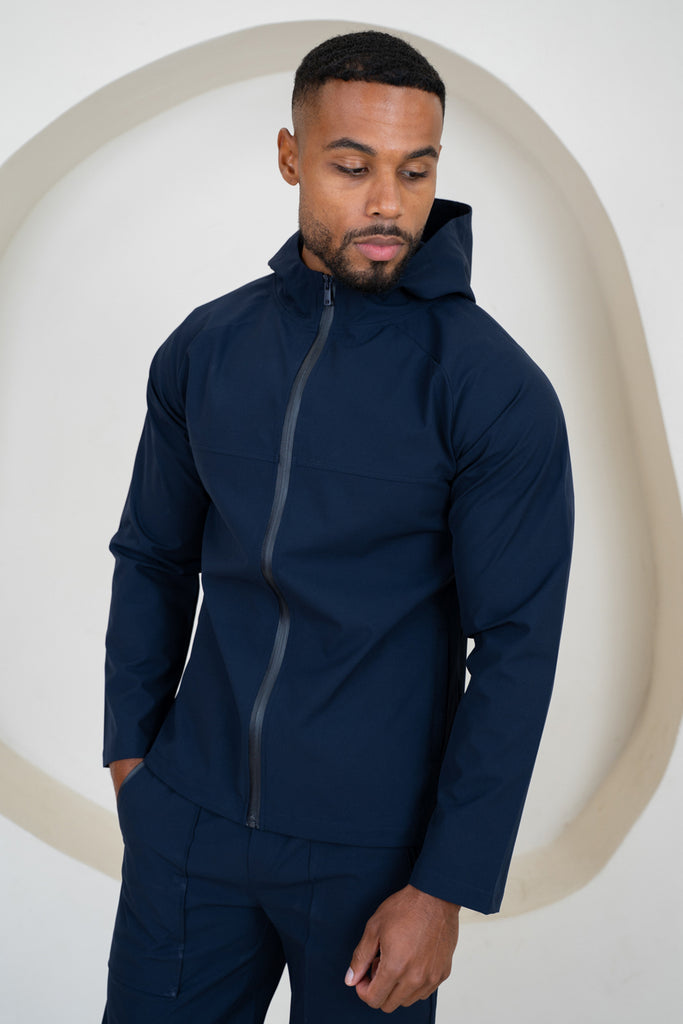 Pinnacle Brushed Technical Windbreaker Jacket - Navy