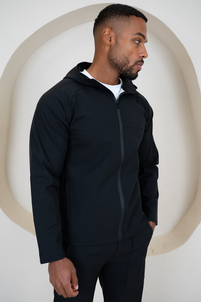 Pinnacle Brushed Technical Windbreaker Jacket - Black