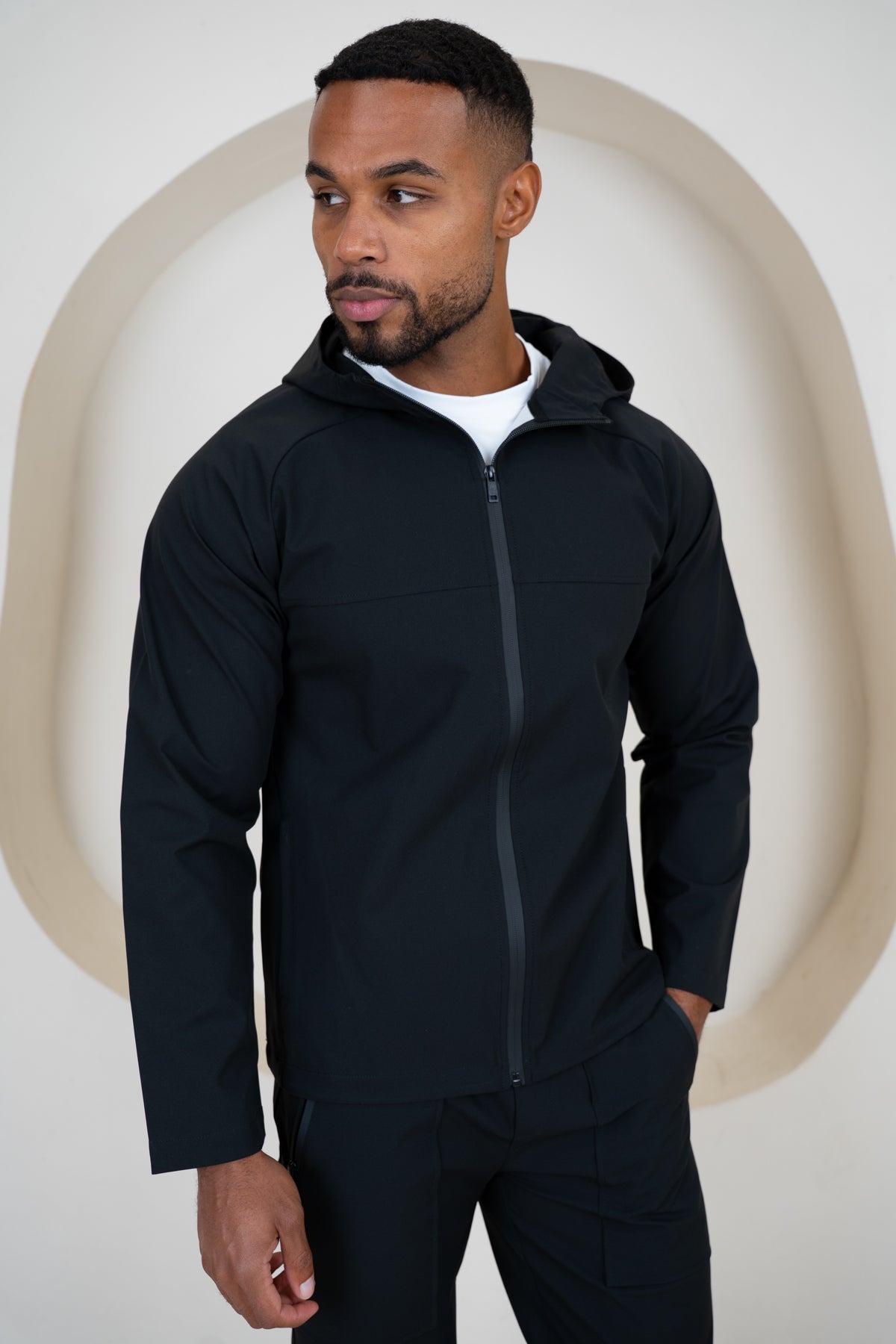 Pinnacle Brushed Technical Windbreaker Jacket - Black