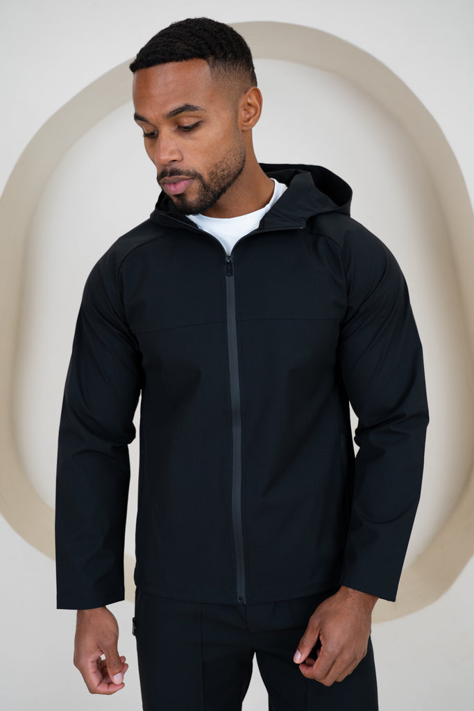 Pinnacle Brushed Technical Windbreaker Jacket - Black
