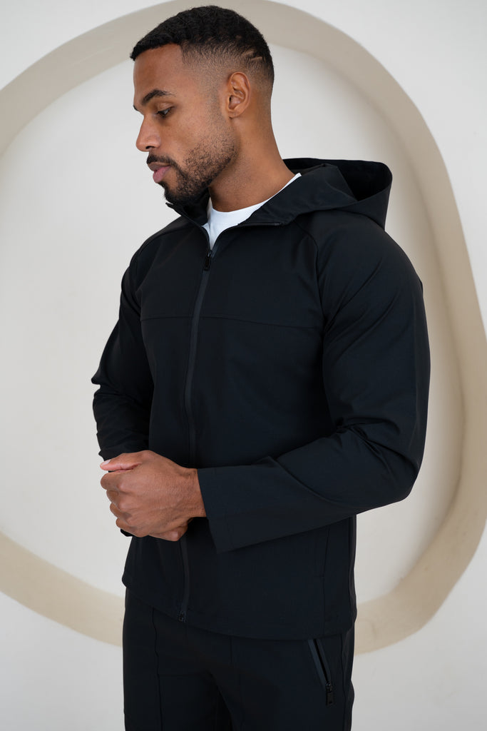 Pinnacle Brushed Technical Windbreaker Jacket - Black
