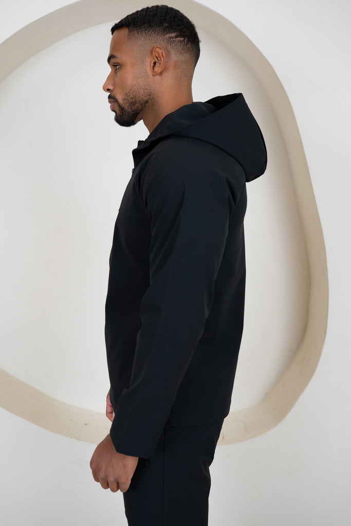 Pinnacle Brushed Technical Windbreaker Jacket - Black