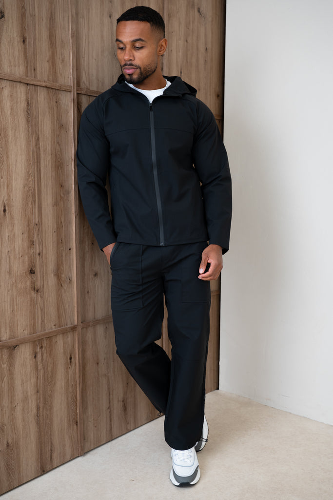 Pinnacle Brushed Technical Windbreaker Jacket - Black