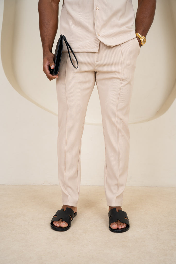 Pleated Slim Fit Trouser - Taupe