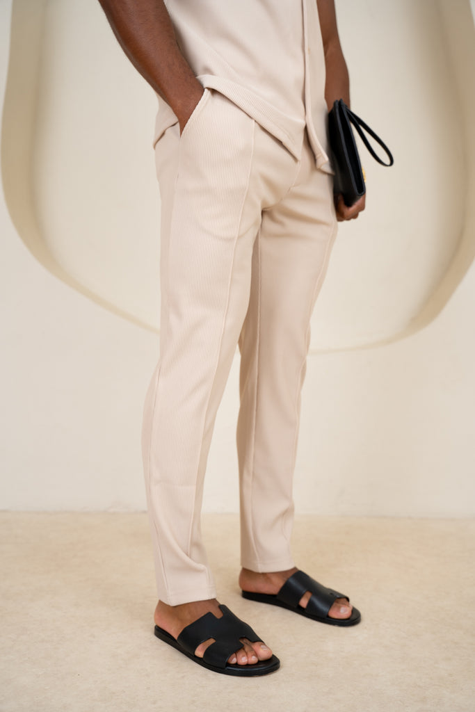 Pleated Slim Fit Trouser - Taupe
