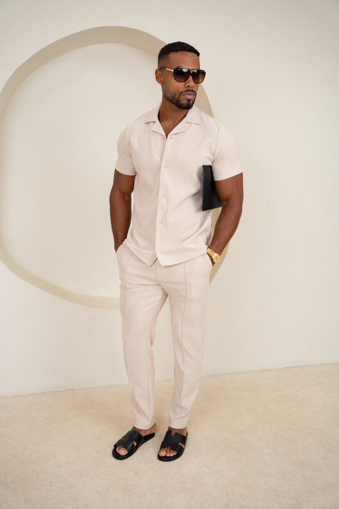 Pleated Slim Fit Trouser - Taupe