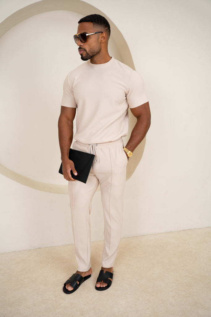 Pleated Slim Fit Trouser - Taupe