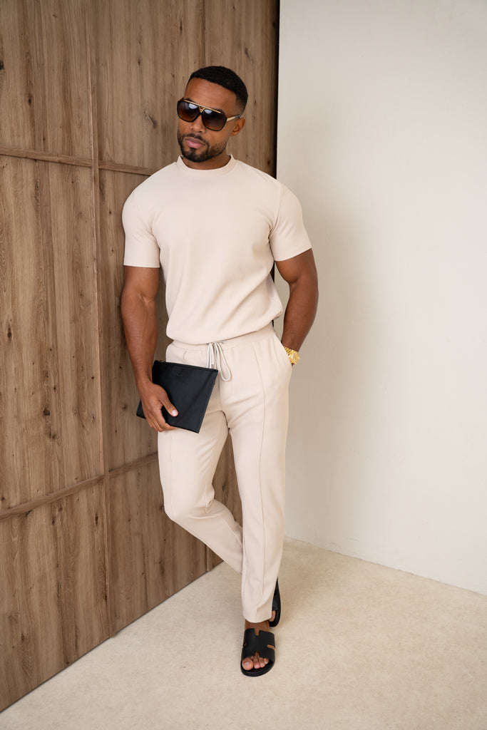 Pleated Slim Fit Trouser - Taupe