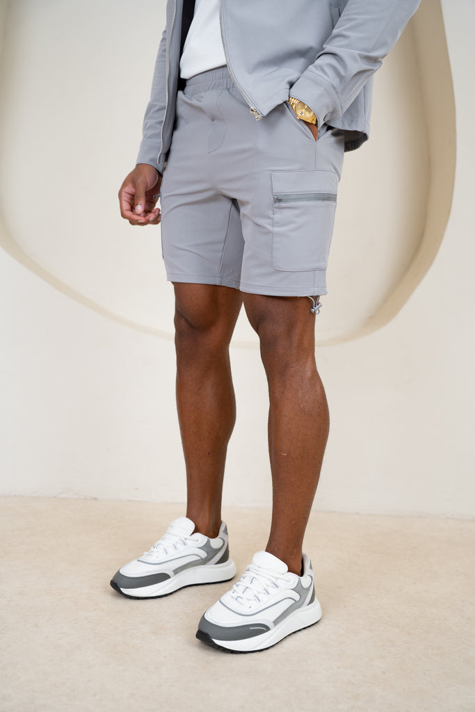 Short interlock à plis - Gris clair