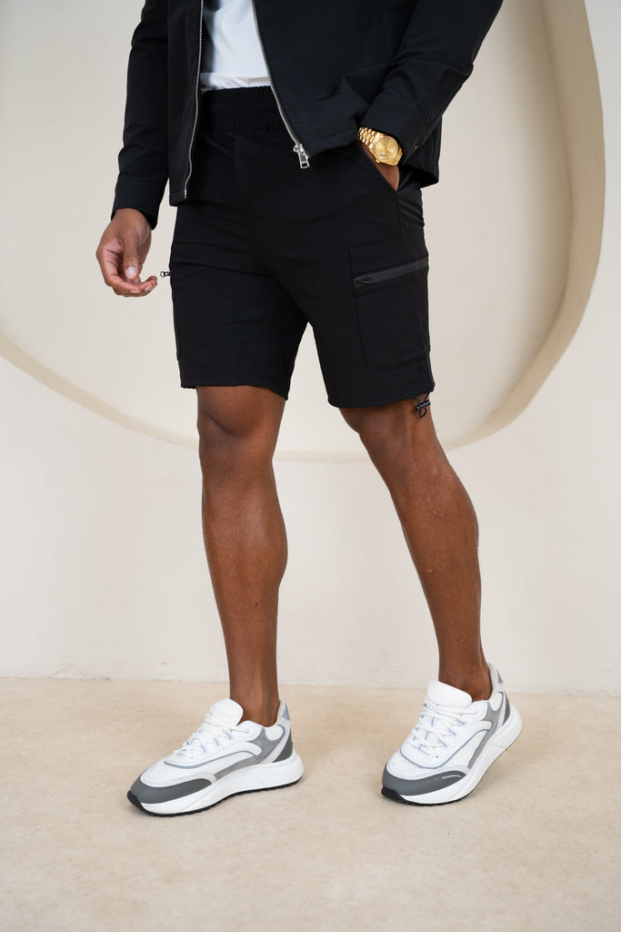 Premium Detail Cargo Shorts V2 - Black