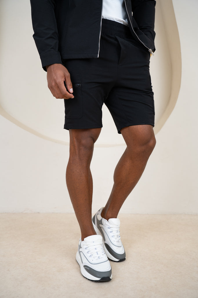 Premium Detail Cargo Shorts V2 - Black