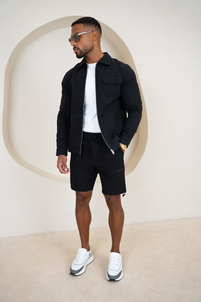 Premium Detail Cargo Shorts V2 - Black