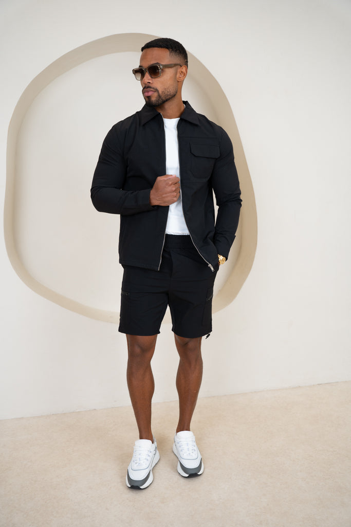 Premium Detail Cargo Shorts V2 - Black