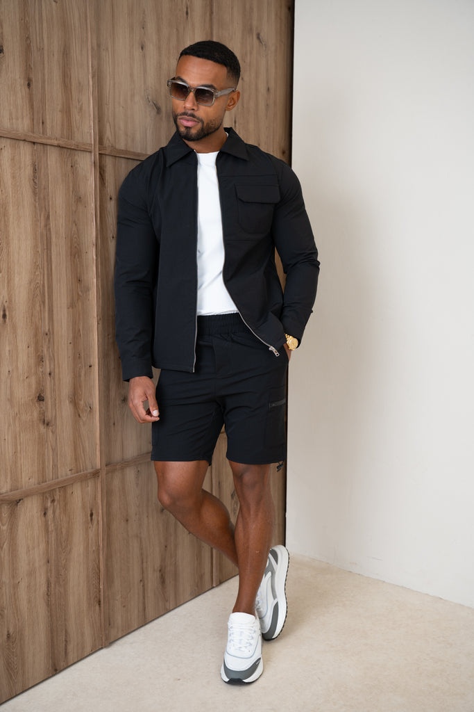 Premium Detail Cargo Shorts V2 - Black