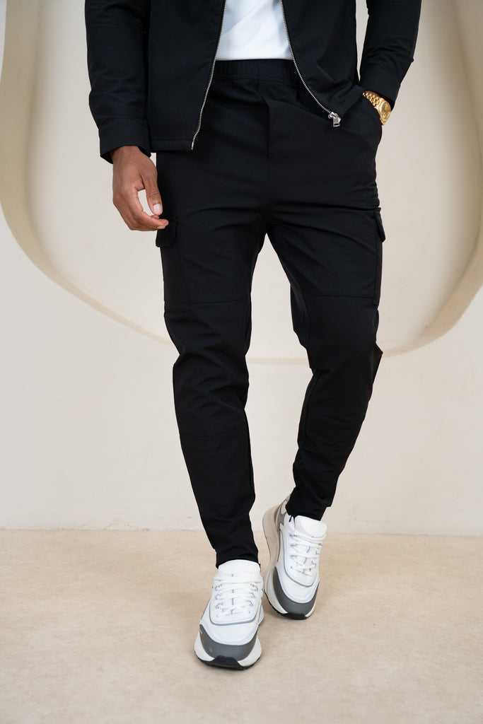 Premium Detail Cargo Pants V2 - Black