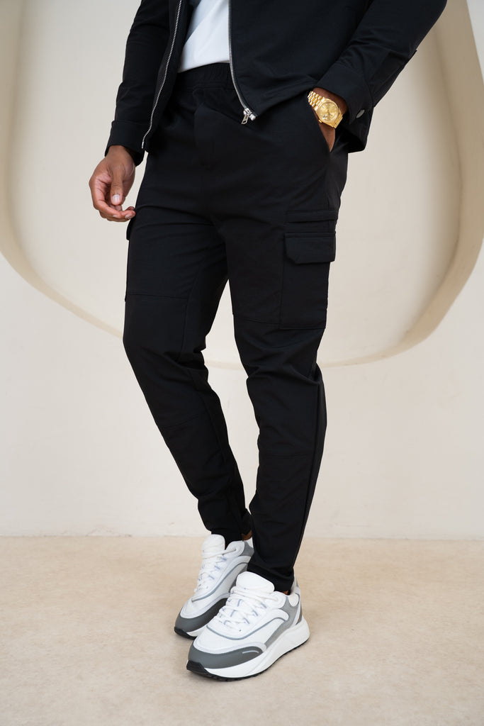 Premium Detail Cargo Pants V2 - Black