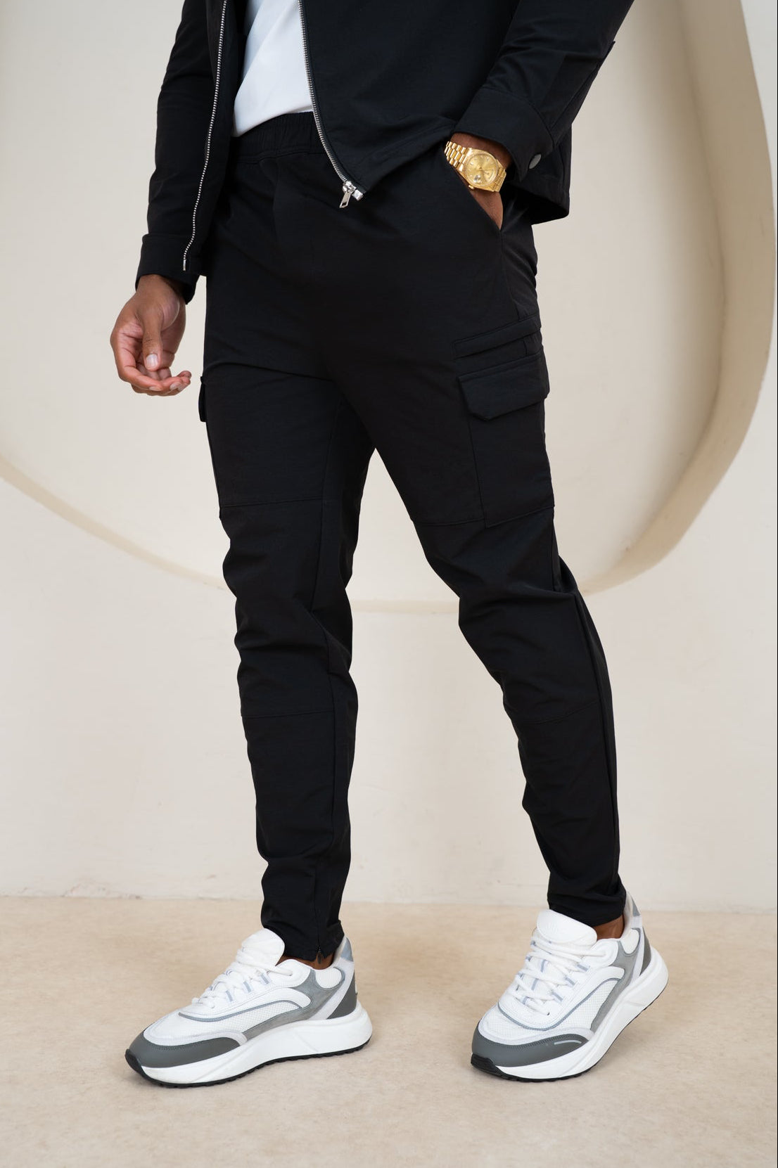 Premium Detail Cargo Pants V2 - Black
