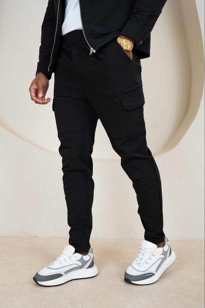 Premium Detail Cargo Pants V2 - Black