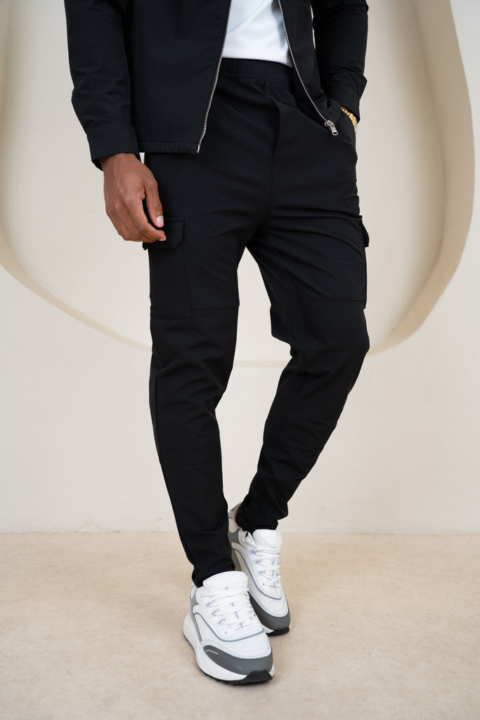 Premium Detail Cargo Pants V2 - Black