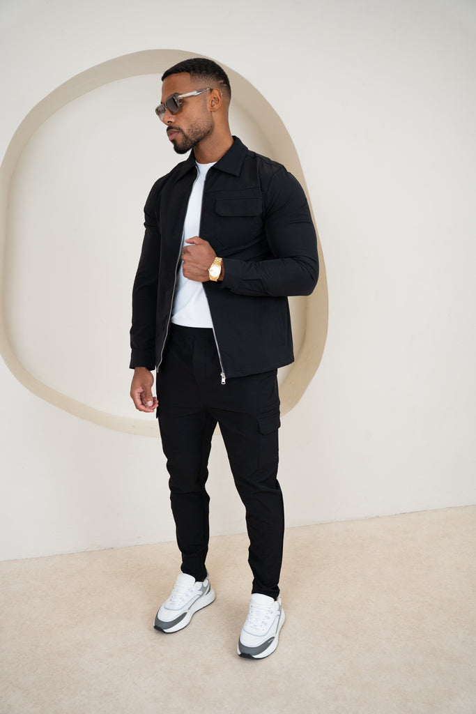 Premium Detail Cargo Pants V2 - Black