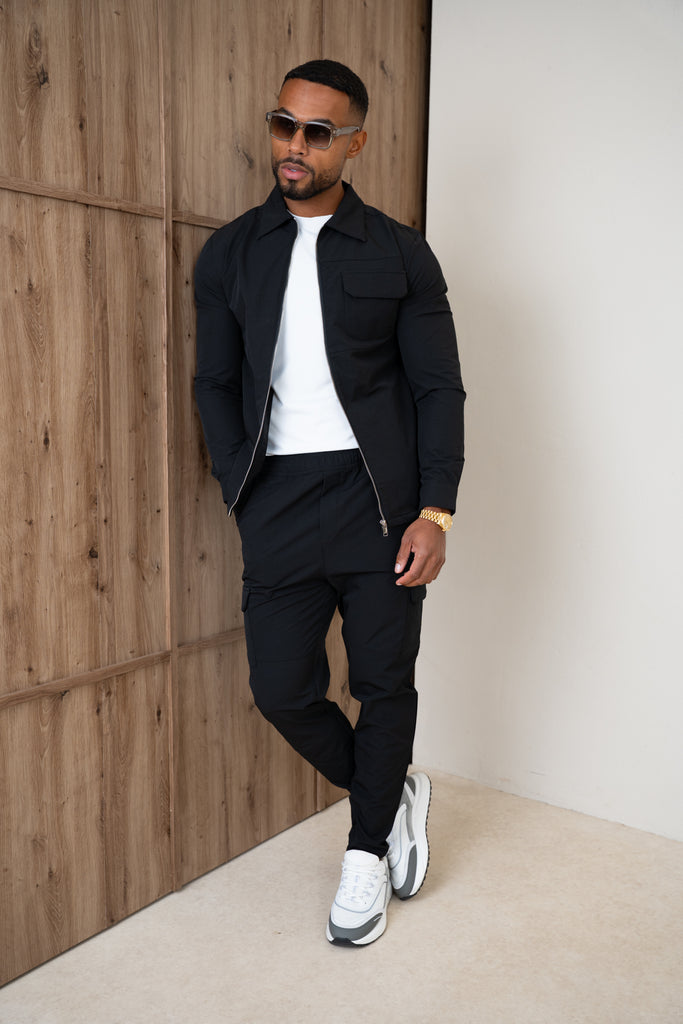 Premium Detail Cargo Pants V2 - Black