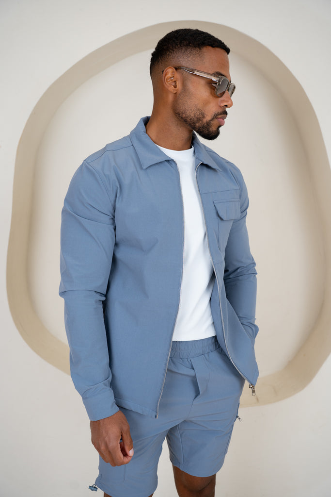 Premium Detail Cargo Jacket V2 - Steel Blue