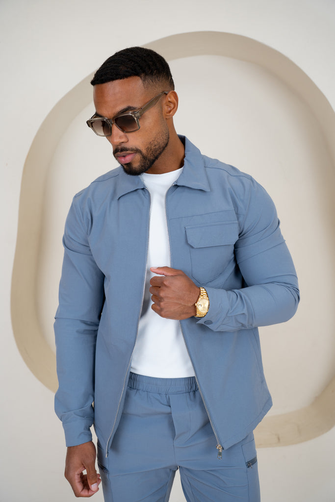 Premium Detail Cargo Jacket V2 - Steel Blue