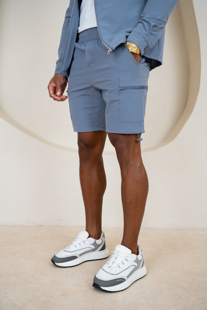 Short interlock à plis - Gris clair