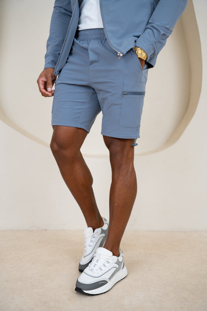 Short interlock à plis - Gris clair