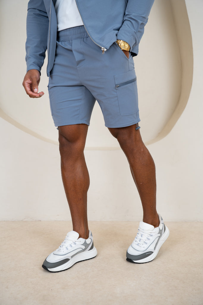 Short interlock à plis - Gris clair