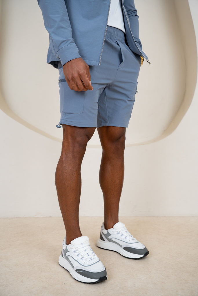 Short interlock à plis - Gris clair