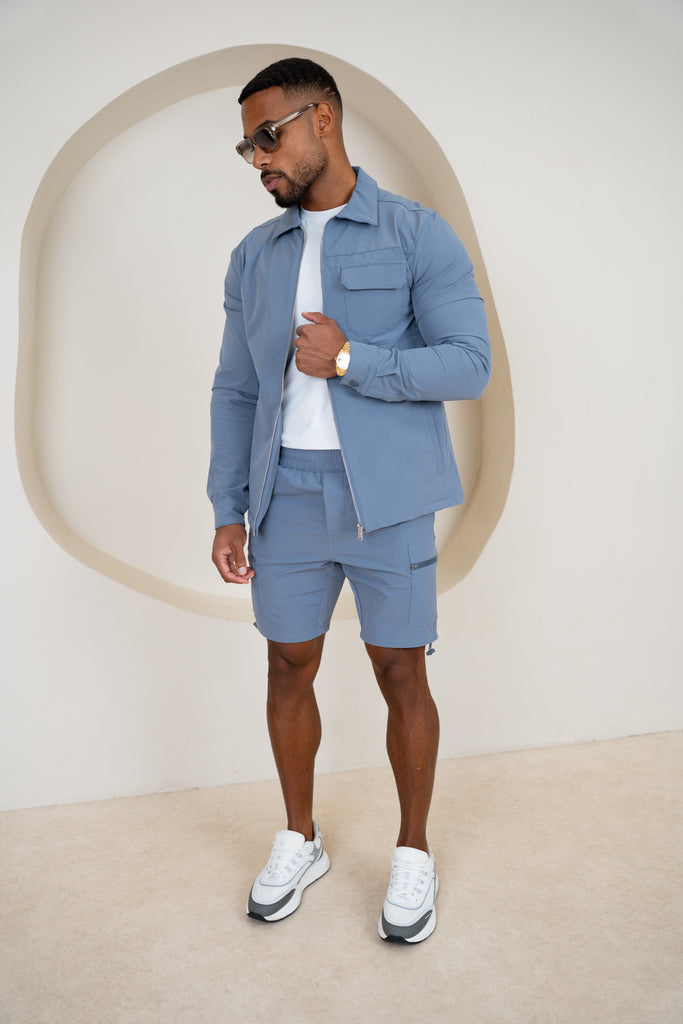 Premium Detail Cargo Jacket V2 - Steel Blue