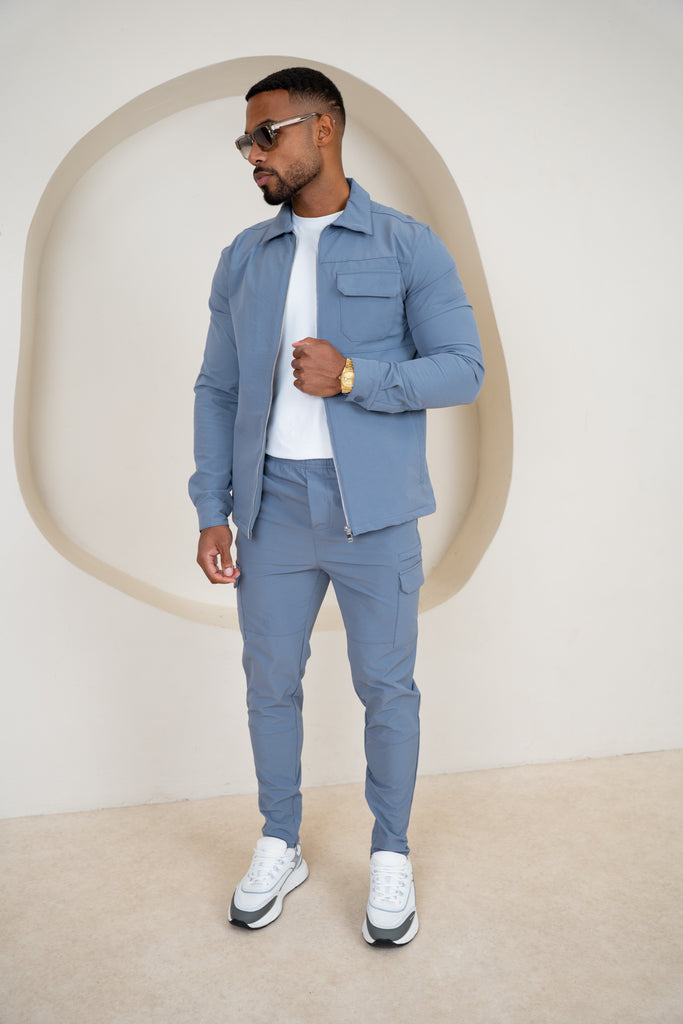 Premium Detail Cargo Pants V2 - Steel Blue