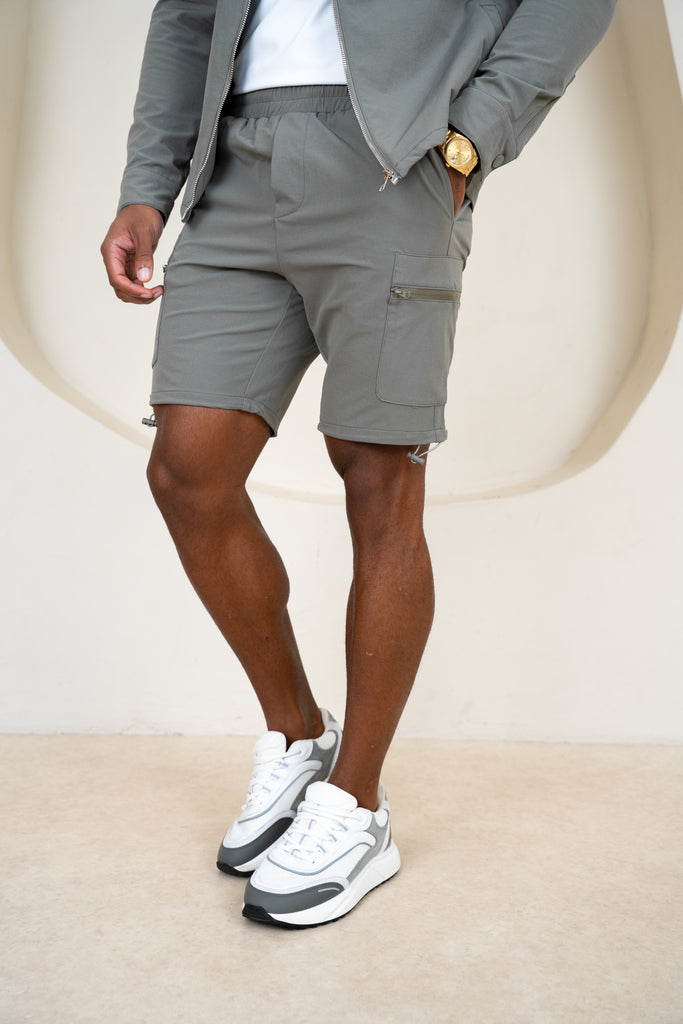 Short interlock à plis - Gris clair