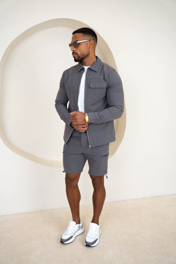 Premium Detail Cargo Shorts V2 - Charcoal