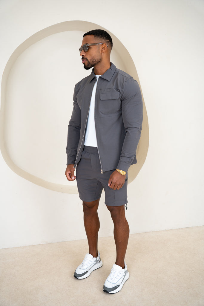 Premium Detail Cargo Shorts V2 - Charcoal