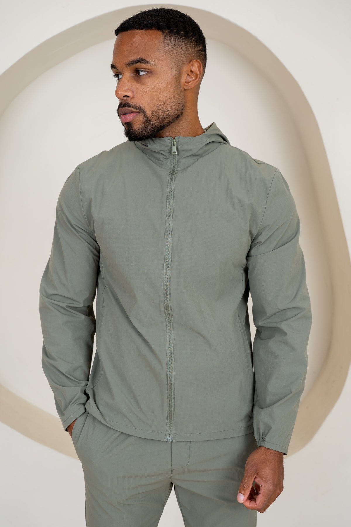 Premium Technical Windbreaker Jacket - Taupe