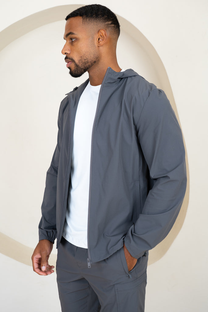 Premium Technical Windbreaker Jacket - Charcoal