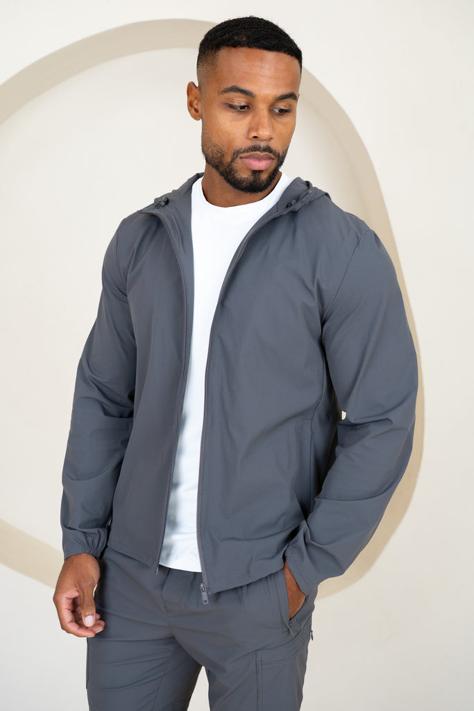 Premium Technical Windbreaker Jacket - Charcoal