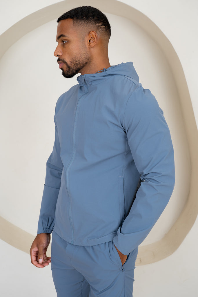 Premium Technical Windbreaker Jacket - Steel Blue