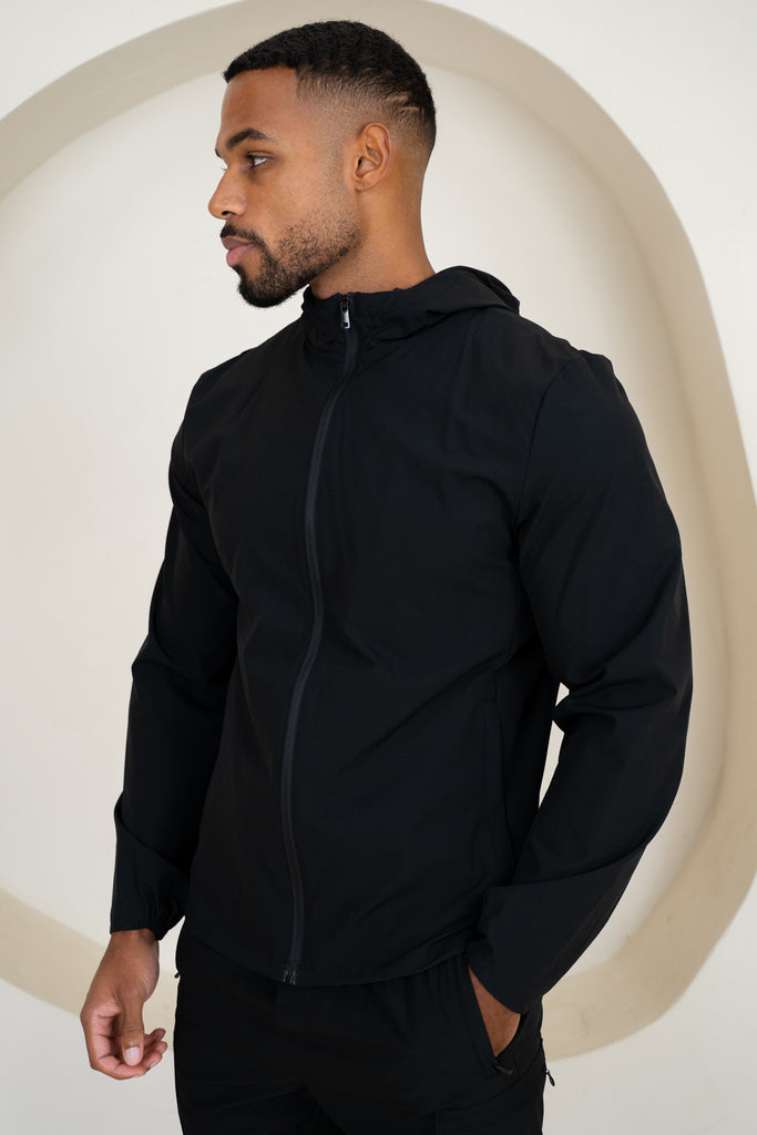 Premium Technical Windbreaker Jacket - Black