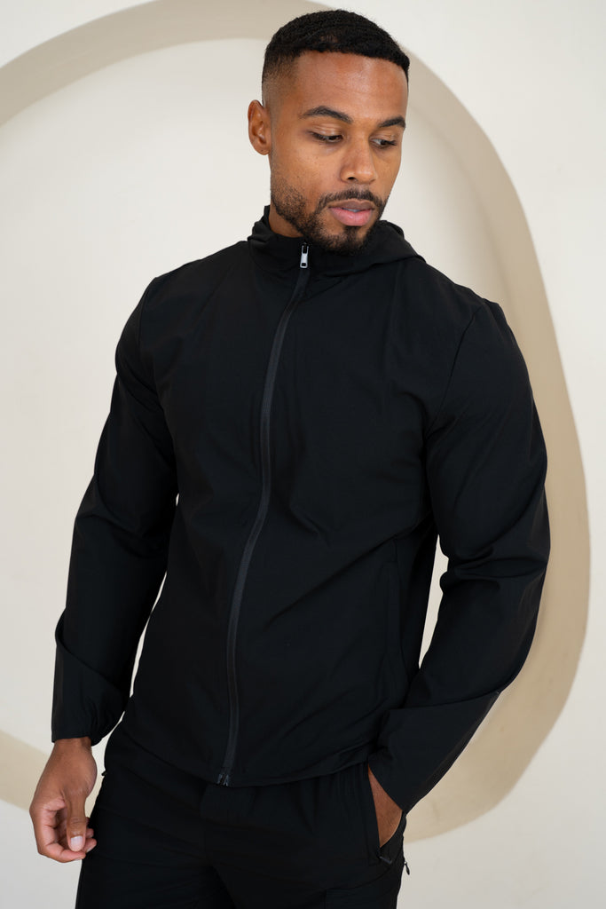 Premium Technical Windbreaker Jacket - Black