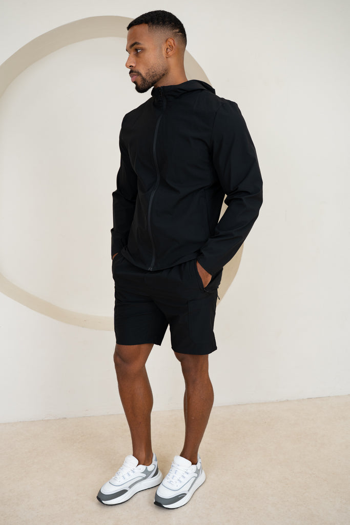 Premium Technical Windbreaker Jacket - Black