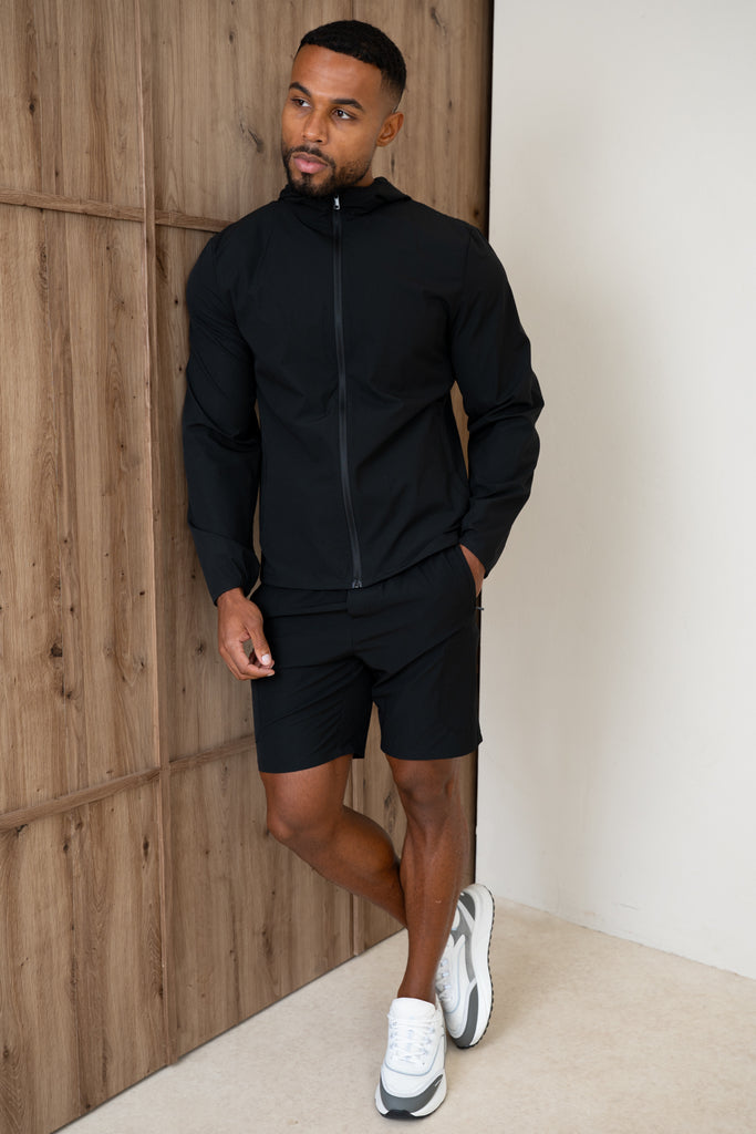 Premium Technical Windbreaker Jacket - Black