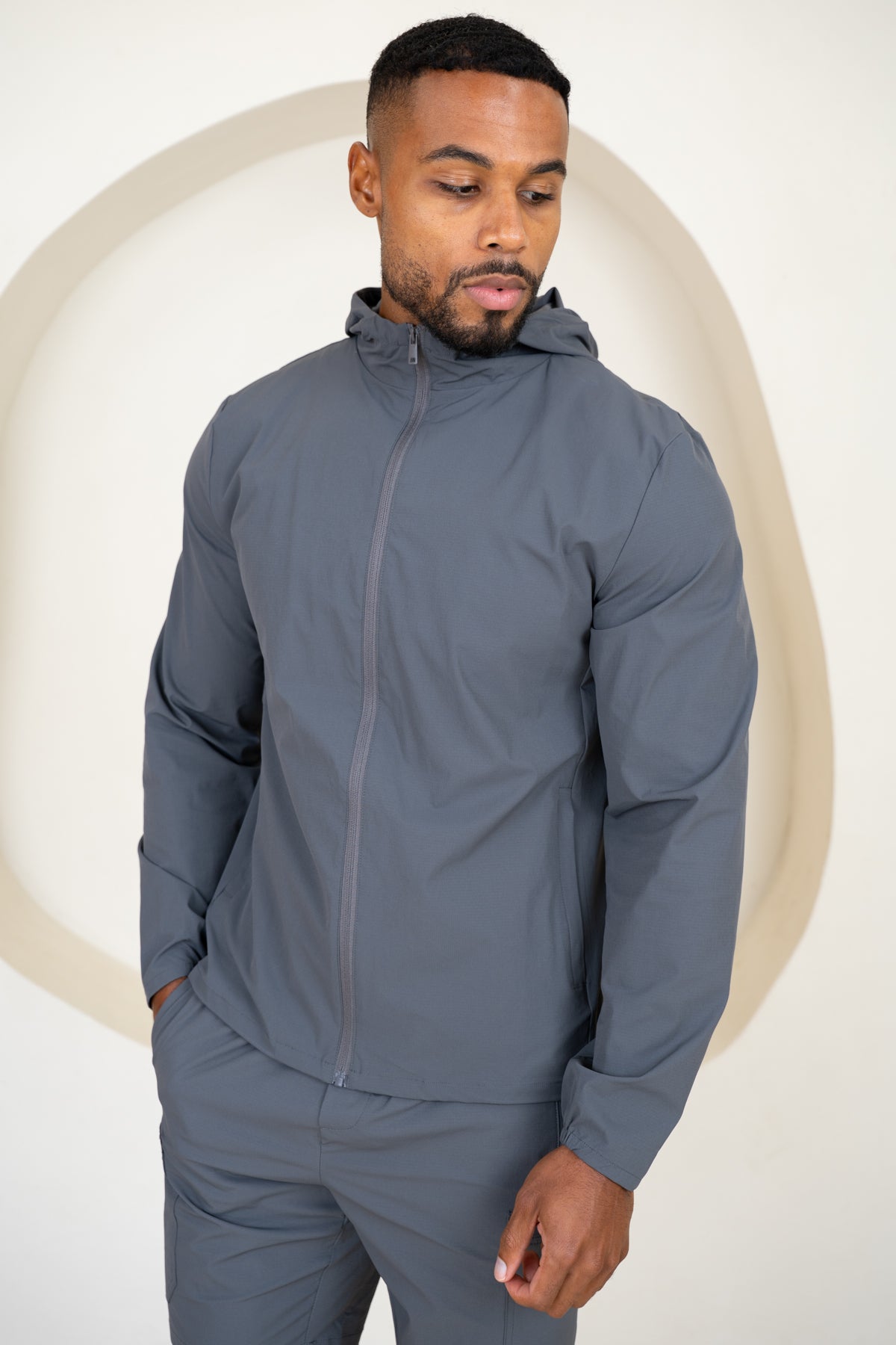 Premium Technical Windbreaker Jacket - Charcoal