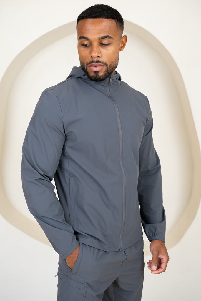 Premium Technical Windbreaker Jacket - Charcoal