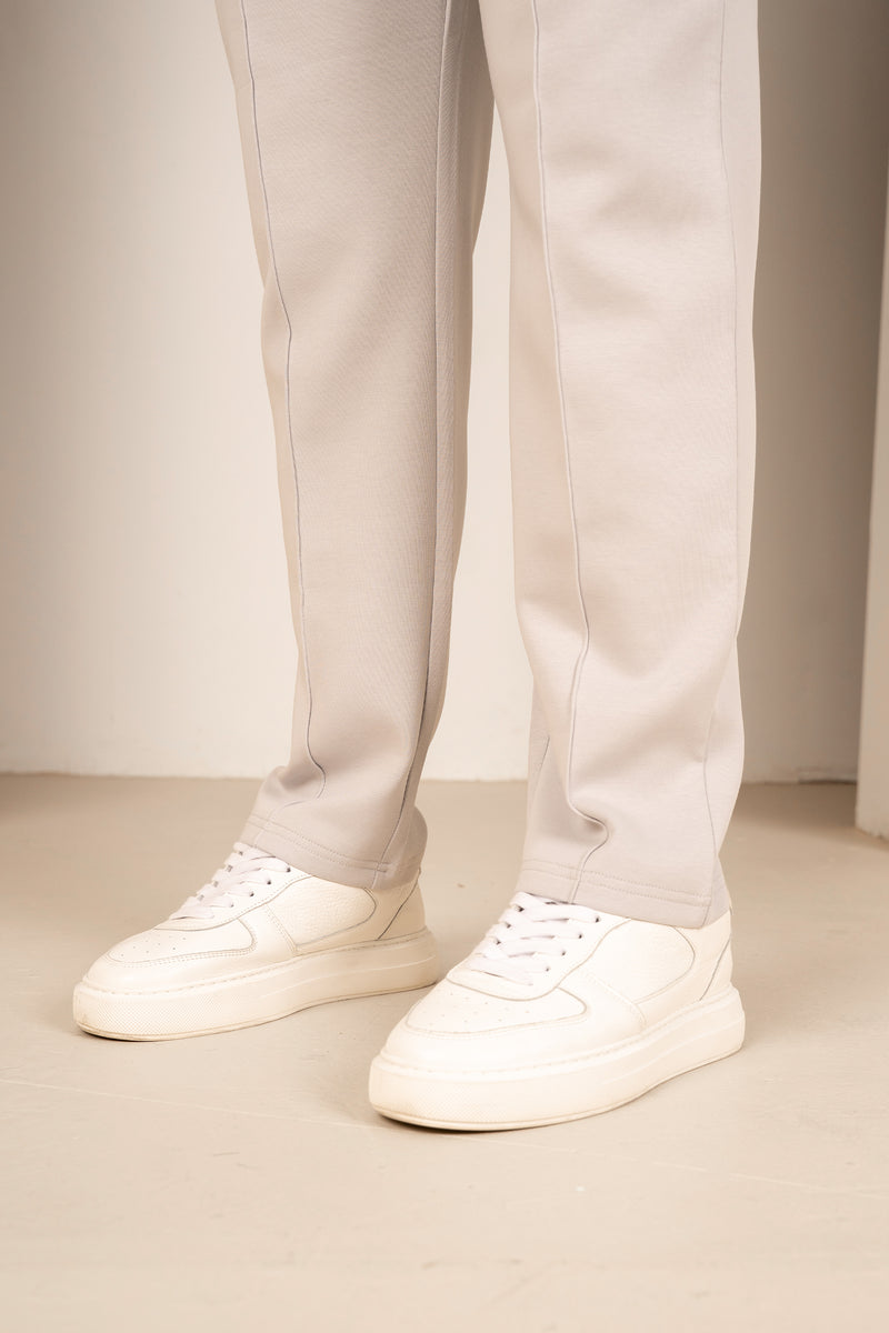 Pintuck Interlock Jogger - Light Grey